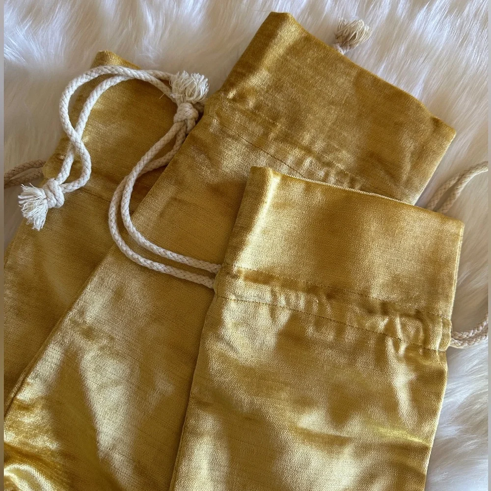 NWOT West Elm Gold Velvet Gift Bags Set of 3